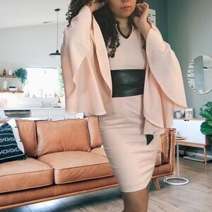 Sleeve Detail Belted Dress